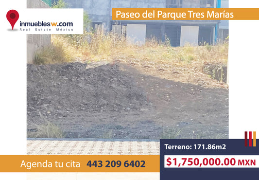 TERRENO EN VENTA EN PASEO DEL PARQUE TRES MARIAS, MORELIA