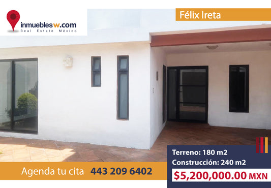 CASA EN VENTA EN FELIX IRETA, MORELIA