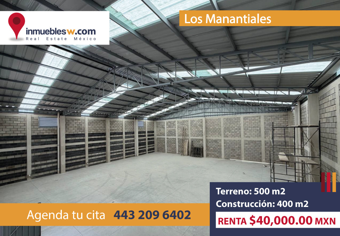 BODEGA EN RENTA EN LOS MANANTIALES, MORELIA