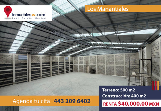 BODEGA EN RENTA EN LOS MANANTIALES, MORELIA