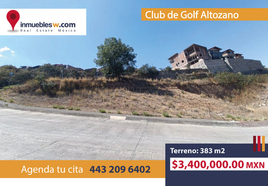 TERRENO EN VENTA EN CLUB Y DENTRO DEL CAMPO DE GOLF ALTOZANO, MORELIA