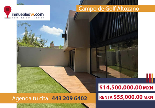CASA EN VENTA/RENTA EN CLUB Y DENTRO DEL CAMPO DE GOLF ALTOZANO, MORELIA