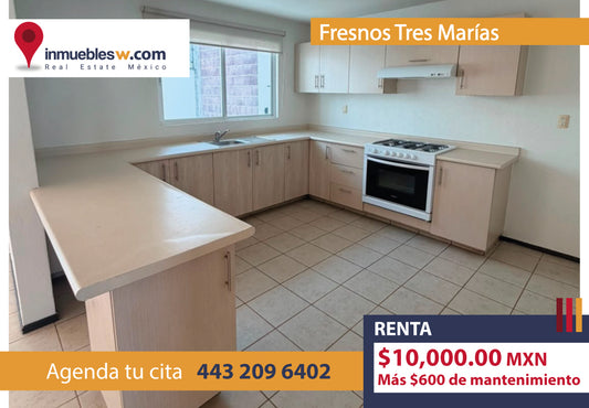 CASA EN RENTA EN FRESNOS TRES MARIAS, MORELIA