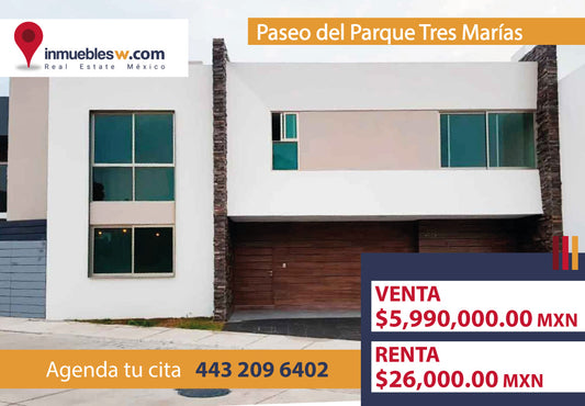 CASA EN VENTA/RENTA EN PASEO DEL PARQUE TRES MARIAS, MORELIA