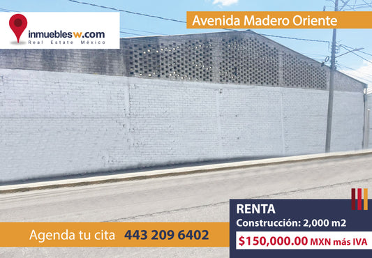 BODEGA EN RENTA EN AV. MADERO ORIENTE, MORELIA