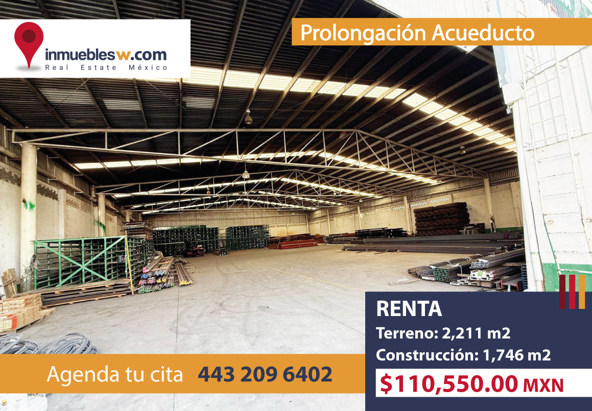 BODEGA EN RENTA EN PROLONGACION ACUEDUCTO, MORELIA