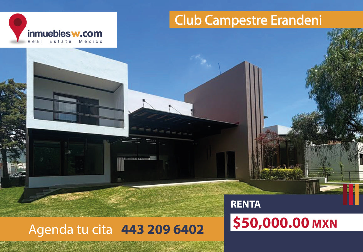 CASA AMUEBLADA EN RENTA EN CLUB CAMPESTRE ERANDENI, MORELIA