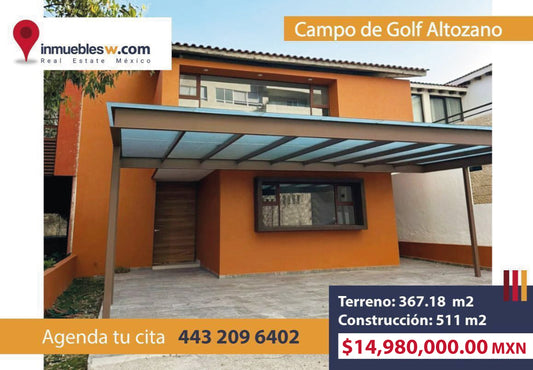 CASA RESIDENCIAL EN VENTA EN CLUB Y DENTRO DEL CAMPO DE GOLF ALTOZANO, MORELIA