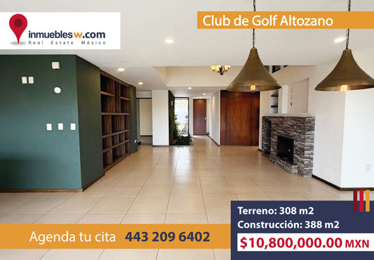 CASA EN VENTA EN CLUB Y DENTRO DEL CAMPO DE GOLF ALTOZANO, MORELIA