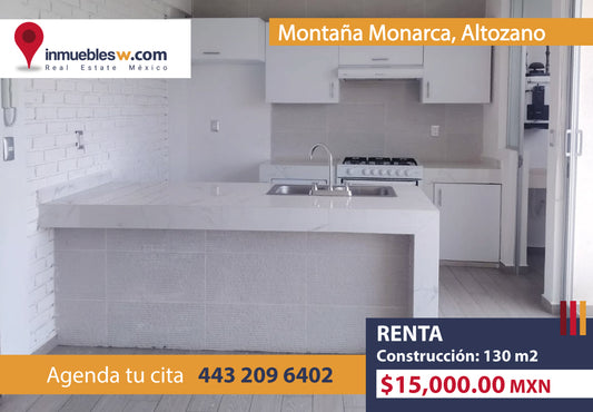 DEPARTAMENTO EN RENTA EN MONTAÑA MONARCA, ALTOZANO, MORELIA