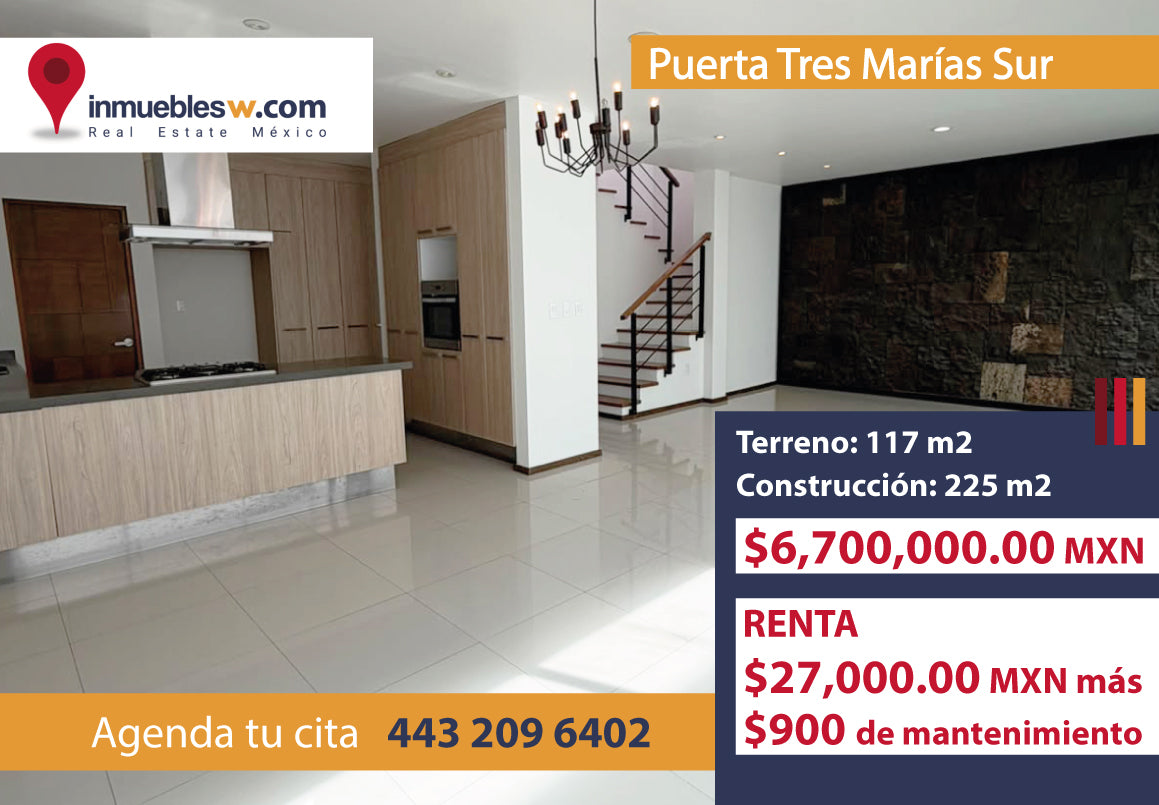 CASA EN VENTA/RENTA EN PUERTA TRES MARIAS SUR, MORELIA