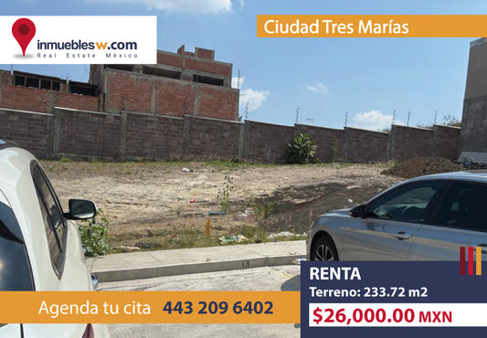 TERRENO COMERCIAL EN RENTA EN CIUDAD TRES MARIAS, MORELIA