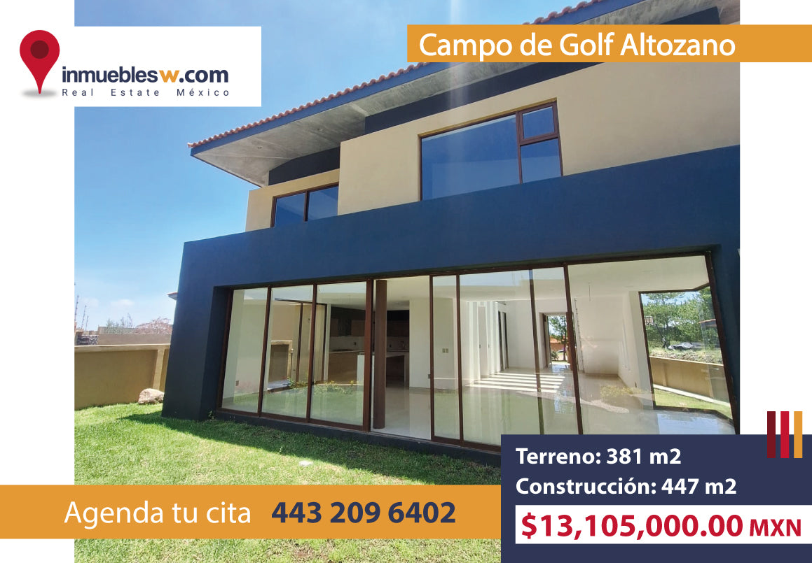 CASA RESIDENCIAL EN VENTA EN CLUB Y DENTRO DEL CAMPO DE GOLF ALTOZANO, MORELIA