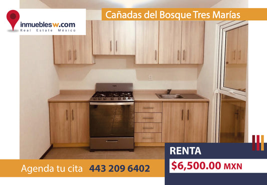 DEPARTAMENTO EN RENTA EN CAÑADAS DEL BOSQUE TRES MARIAS, MORELIA