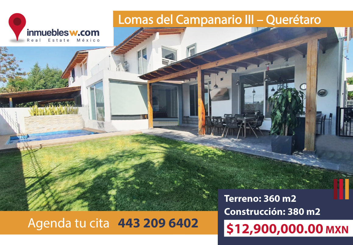 CASA RESIDENCIAL CON ALBERCA EN VENTA EN LOMAS DEL CAMPANARIO III, QUERETARO