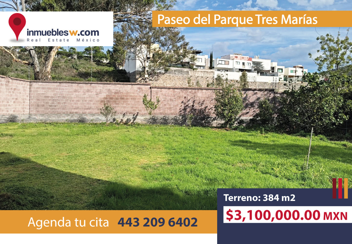 TERRENO EN VENTA EN PASEO DEL PARQUE TRES MARIAS, MORELIA