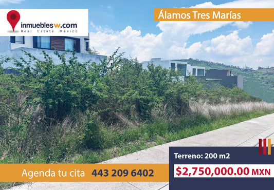 TERRENO EN VENTA EN ALAMOS TRES MARIAS, MORELIA