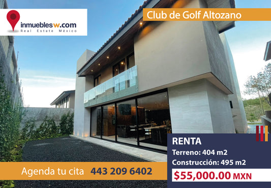 CASA SEMIAMUEBLADA EN RENTA EN CLUB Y DENTRO DEL CAMPO DE GOLF ALTOZANO, MORELIA