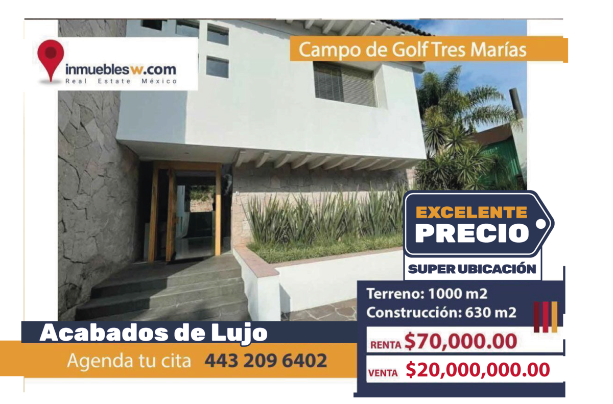 CASA EN RENTA EN CLUB Y DENTRO DEL CAMPO DE GOLF TRES MARIAS, MORELIA
