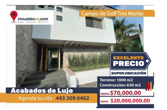 CASA EN RENTA EN CLUB Y DENTRO DEL CAMPO DE GOLF TRES MARIAS, MORELIA