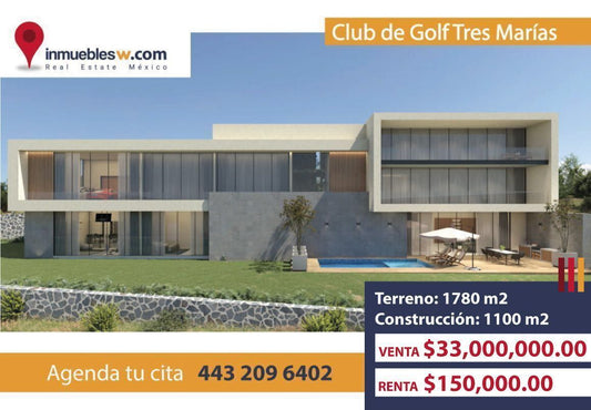 CASA RESIDENCIAL EN VENTA/RENTA EN EL CLUB Y DENTRO DEL CAMPO DE GOLF TRES MARIAS, MORELIA