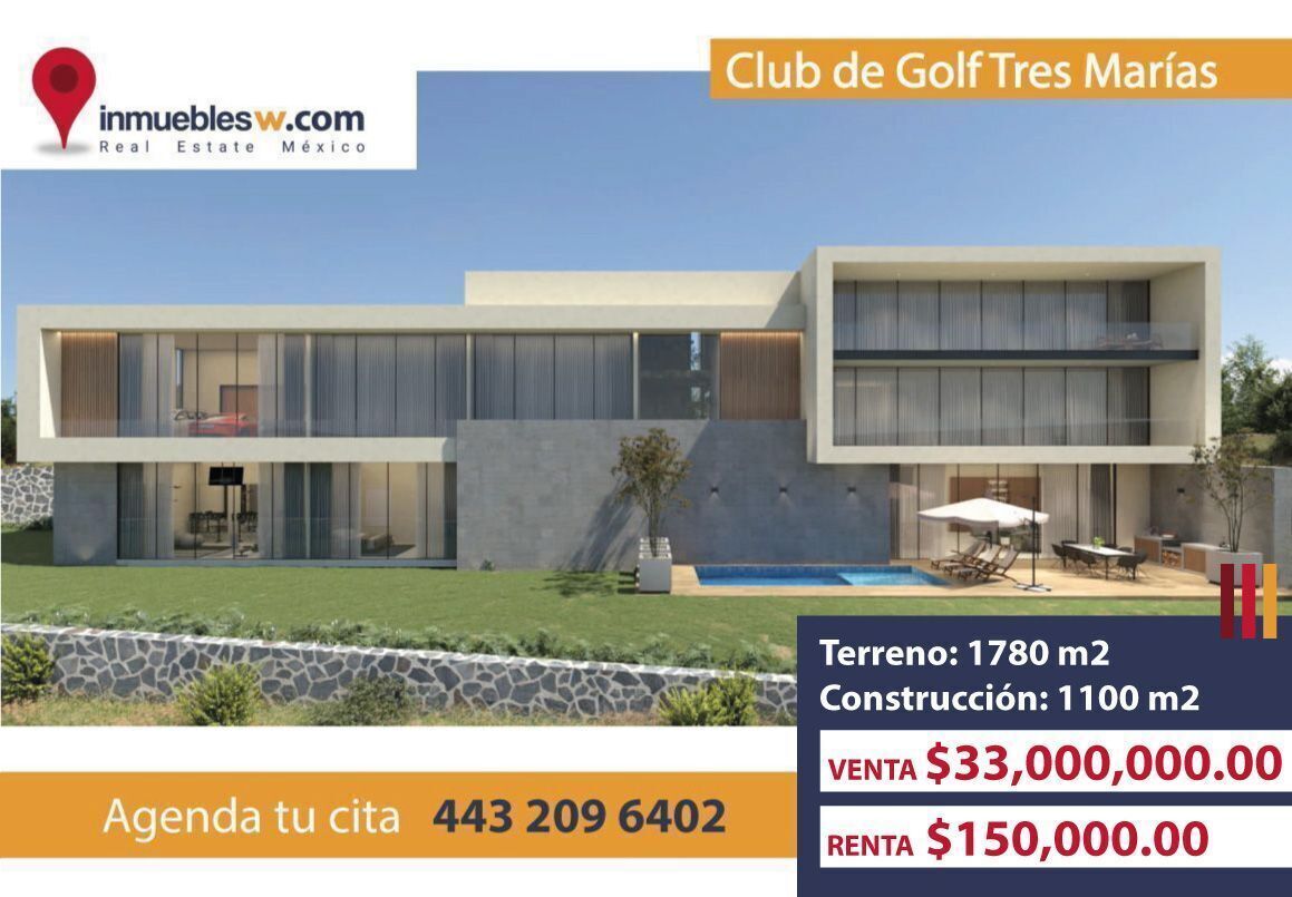 CASA RESIDENCIAL EN VENTA/RENTA EN EL CLUB Y DENTRO DEL CAMPO DE GOLF TRES MARIAS, MORELIA