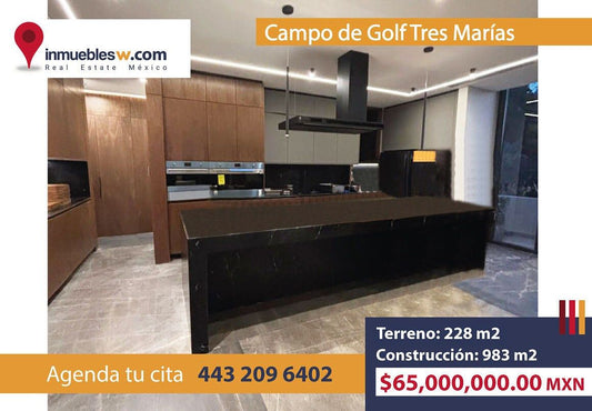 CASA RESIDENCIAL EN VENTA EN CLUB DENTRO DEL CAMPO DE GOLF TRES MARIAS MORELIA