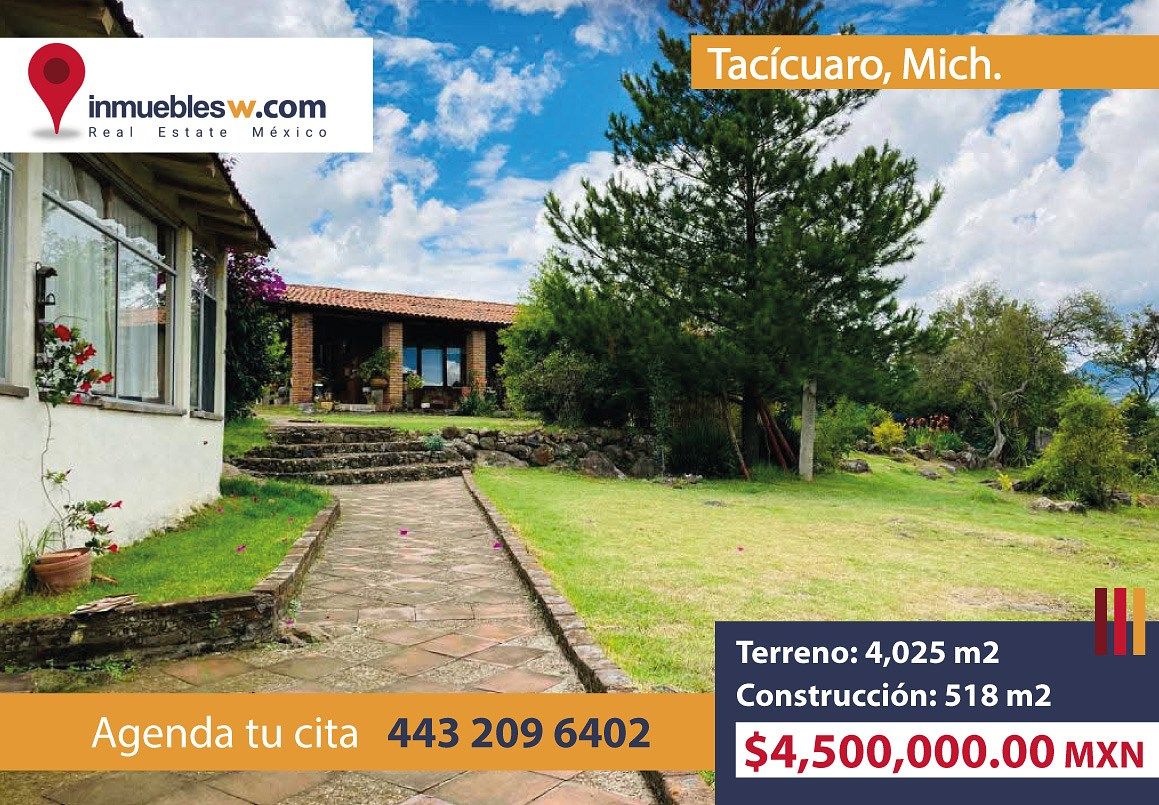TERRENO CON CASA Y CABAÑAS EN VENTA EN TACICUARO, MICH
