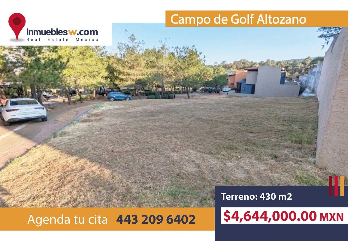 TERRENO EN VENTA EN CLUB Y DENTRO DEL CAMPO DE GOLF ALTOZANO, MORELIA