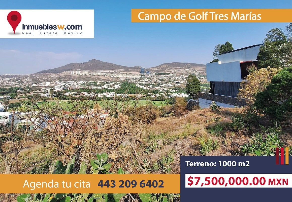 TERRENO EN VENTA EN CLUB Y DENTRO DEL CAMPO DE GOLF TRES MARIAS, MORELIA