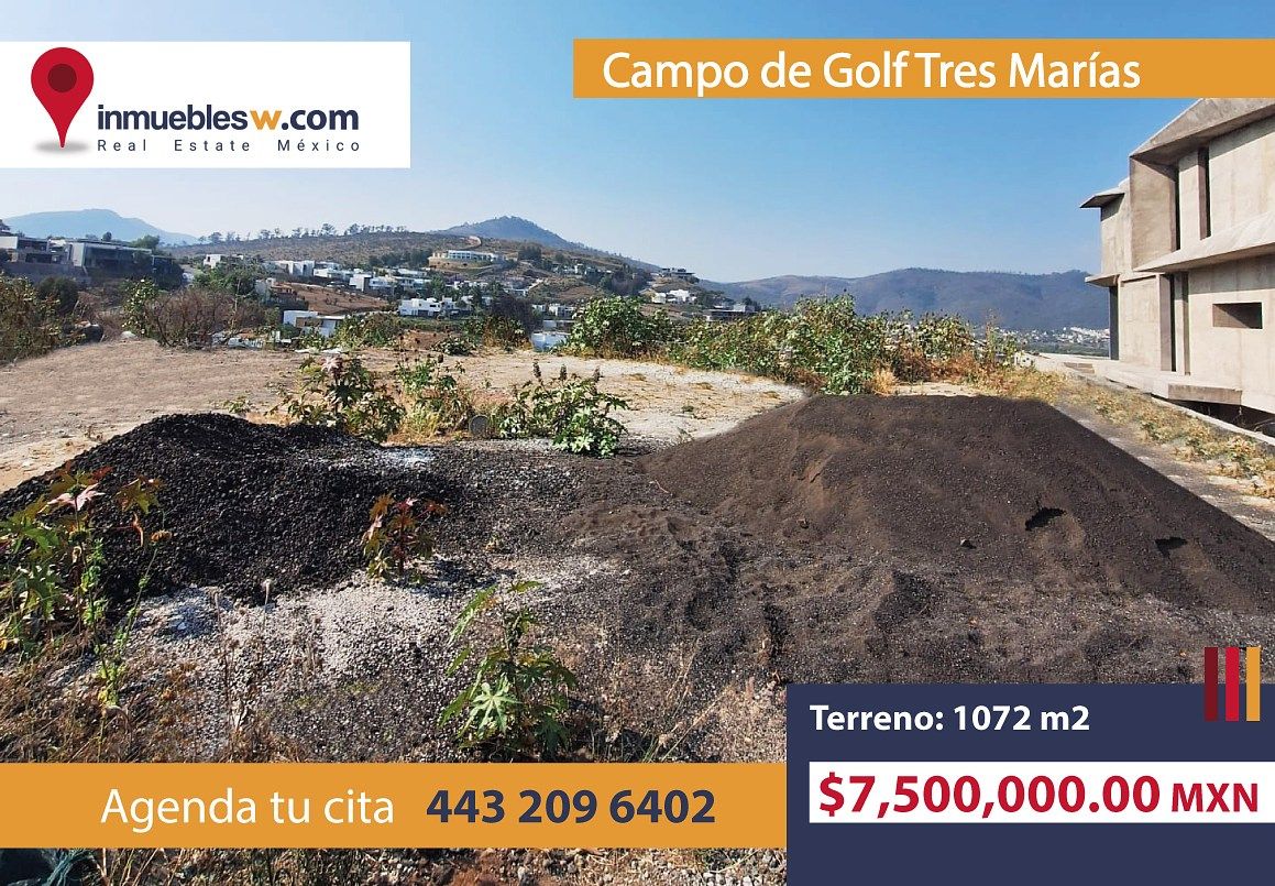 TERRENO EN VENTA EN CLUB Y DENTRO DEL CAMPO DE GOLF TRES MARIAS, MORELIA