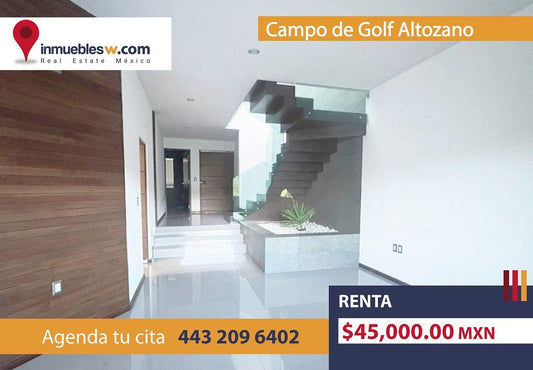 CASA EN RENTA EN CLUB Y DENTRO DEL CAMPO DE GOLF ALTOZANO, MORELIA
