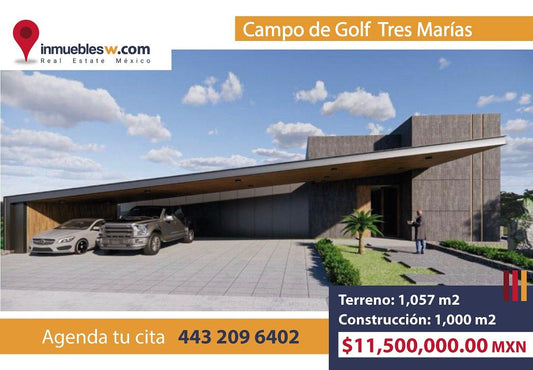 CASA RESIDENCIAL EN VENTA EN CLUB Y DENTRO DEL CAMPO DE GOLF TRES MARIAS, MORELIA