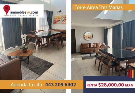 DEPARTAMENTO AMUEBLADO EN RENTA EN TORRE AIREA TRES MARIAS, MORELIA